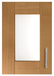 Oakham Shaker Style woodgrain door with centre glass display panel.